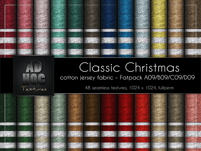 AD HOC - CLASSIC CHRISTMAS - Fatpack A09-B09-C09-D09 - Cotton Jersey Heather Fabric (solids & stripes)