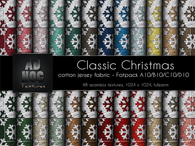 AD HOC - CLASSIC CHRISTMAS - Fatpack A10-B10-C10-D10 - Cotton Jersey Heather Fabric (snowflakes)
