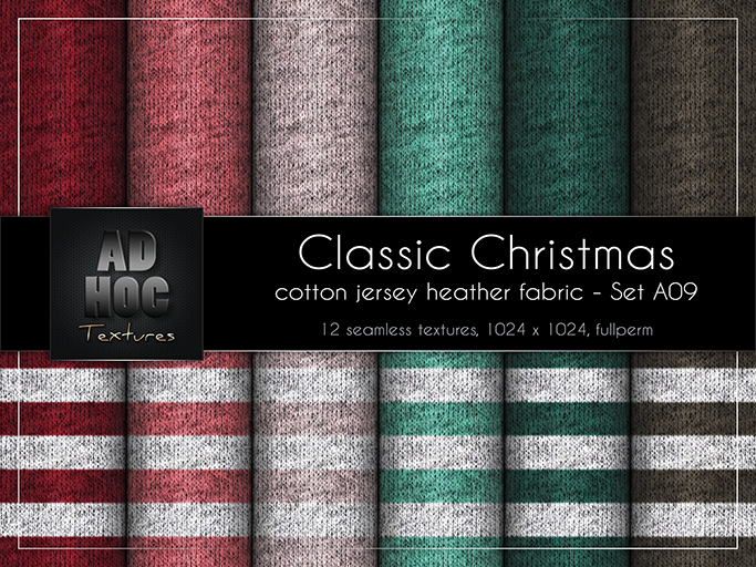 AD HOC - CLASSIC CHRISTMAS - Set A09 - Cotton Jersey Heather Fabric (solids & stripes)