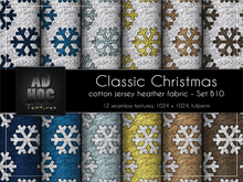AD HOC - CLASSIC CHRISTMAS - Set B10 - Cotton Jersey Heather Fabric (snowflakes)