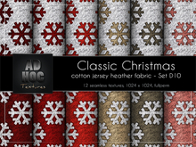 AD HOC - CLASSIC CHRISTMAS - Set D10 - Cotton Jersey Heather Fabric (snowflakes)