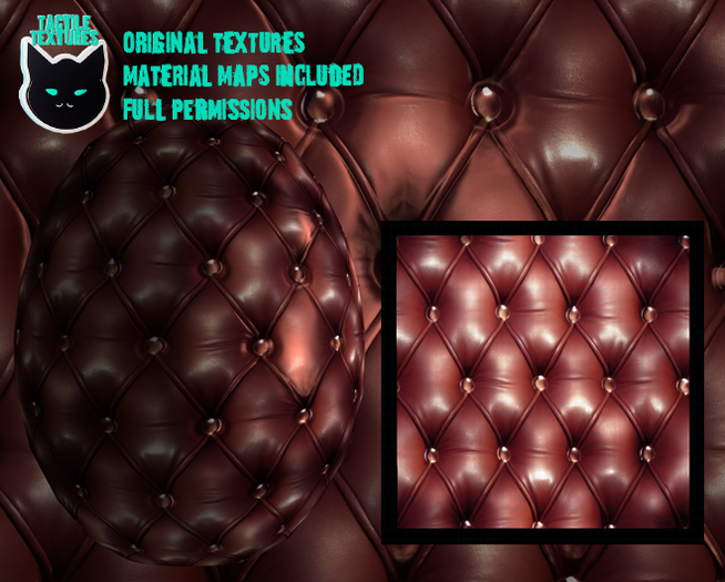 ::T:: Materials Texture: Tufted Leather Dark 1a (merlot)