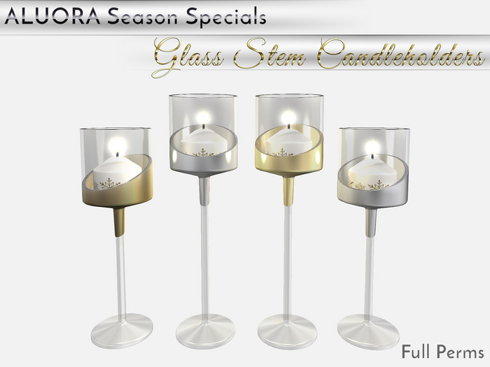 ALUORA Glass Stem Candleholders - Full Perms