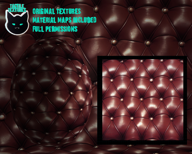 ::T:: Materials Texture: Tufted Leather Dark 2a (merlot)