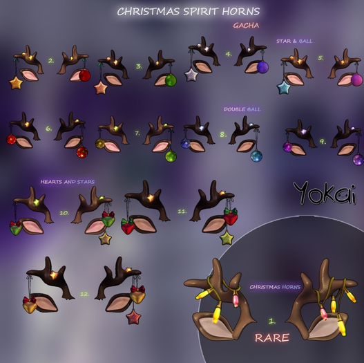 Second Life Marketplace 6.YOKAI Christmas Spirit Horns Double