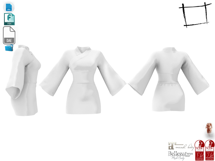 Dae Obj FBX For Female Mini Kimono Maitreya Slink Physique Hourglass Belleza Isis Freya Legacy Ebody Reborn
