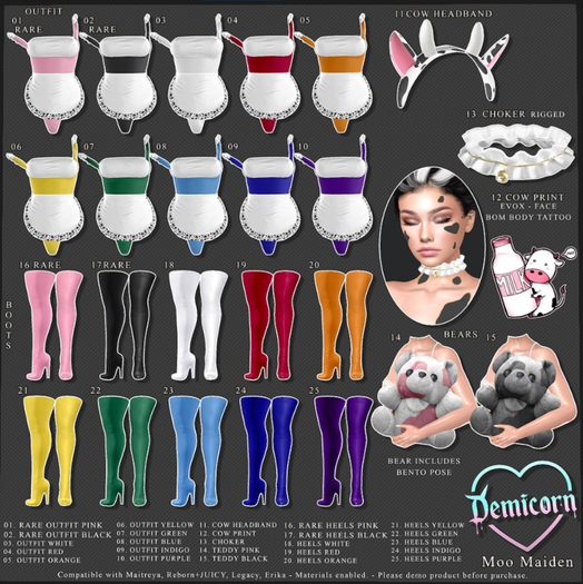 DEMICORN - Moo Maiden - WHITE Heels LEGACY
