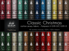 AD HOC - CLASSIC CHRISTMAS - Fatpack A12-B12-C12-D12 - Cotton Jersey Heather Fabric (christmas tree, dots & stripes)