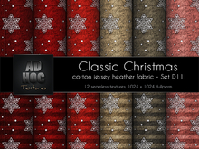 AD HOC - CLASSIC CHRISTMAS - Set D11 - Cotton Jersey Heather Fabric (snowflakes, dots & stripes)