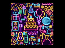 *6KW* FULL PERM Seamless Neon Birthday Wallpaper Texture