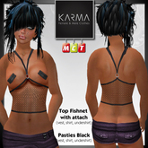 Karma - Top Black Fishnet with Attach, Pasties Black