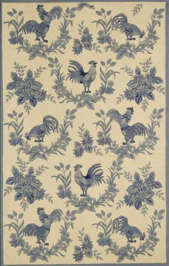 SO Rugs Country Collection - Roosters in Blue