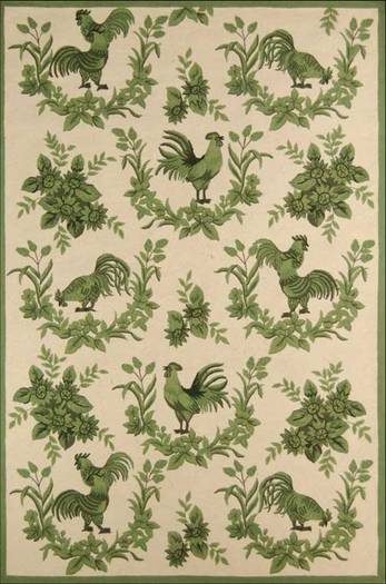 SO Rugs Country Collection - Roosters in Green