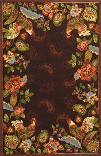 SO Rugs Country Collection - Roosters in Maroon