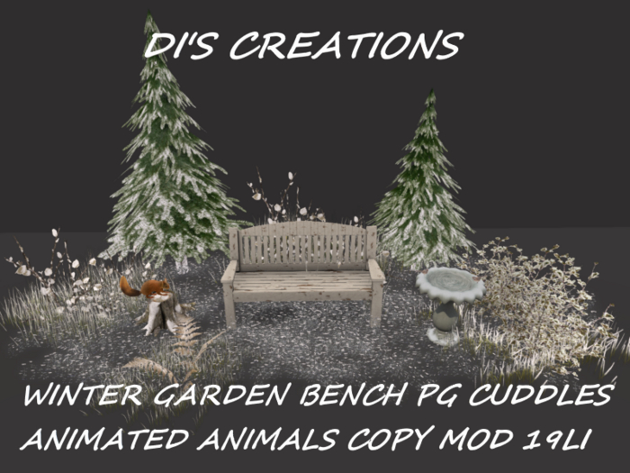 WINTER GARDEN BENCH AND ANIMALS