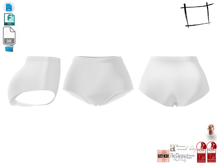 Dae Obj FBX For High Waist Panties Maitreya Slink Physique Hourglass Belleza Legacy Ebody Reborn Kupra