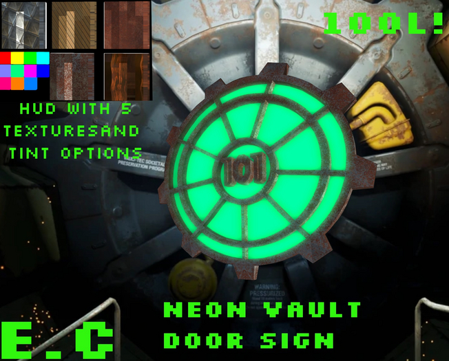 Vault 101 Neon Sign – Fallout-Inspired Wall Decor – Post-Apocalyptic Gamer Display – Copy/Mod Mesh
