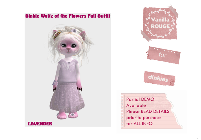 Dinkie Waltz of the Flowers Full Outfit ~ Lavender (rez)