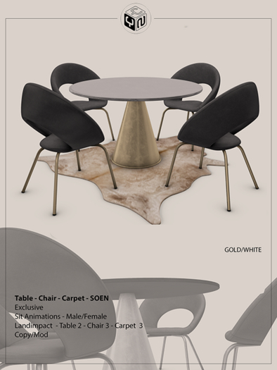 .:YN:. Table-Chair-Carpet - Soen GOLD/WHITE