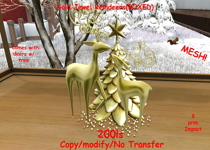 Gold Jewel Reindeers(BOXED)