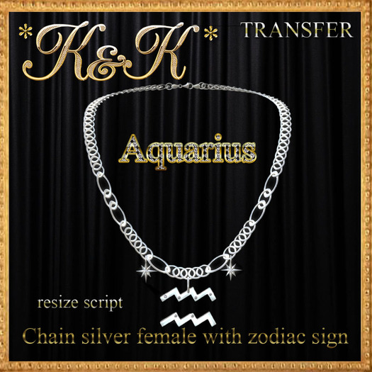 *K&K*Chain silver female with zodiac sign(Aquarius)