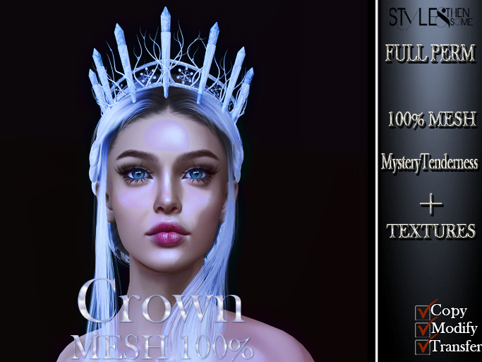 Sale50%-STYLES - Snow Queen Crown -100% Mesh FULL PERM