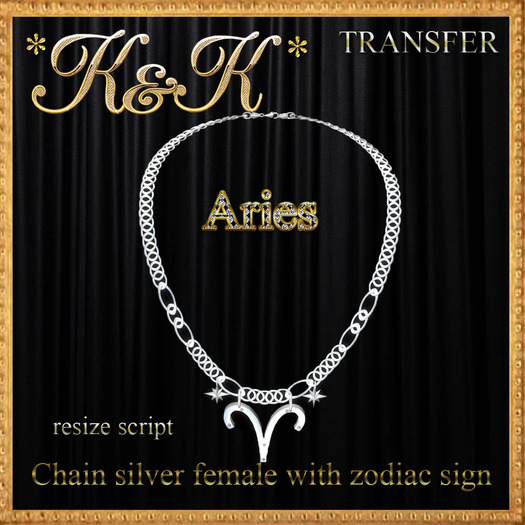 *K&K*Chain silver female with zodiac sign(Aries)