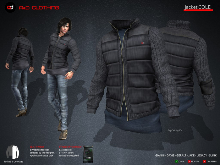 A&D Clothing - Jacket -Cole- Ebony
