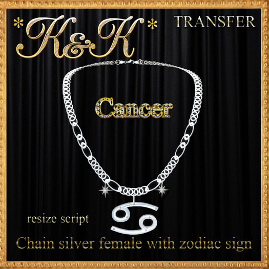 *K&K*Chain silver female with zodiac sign(Cancer)