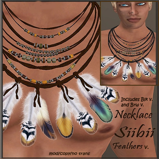 Necklace Siibii-Feather/BLK 