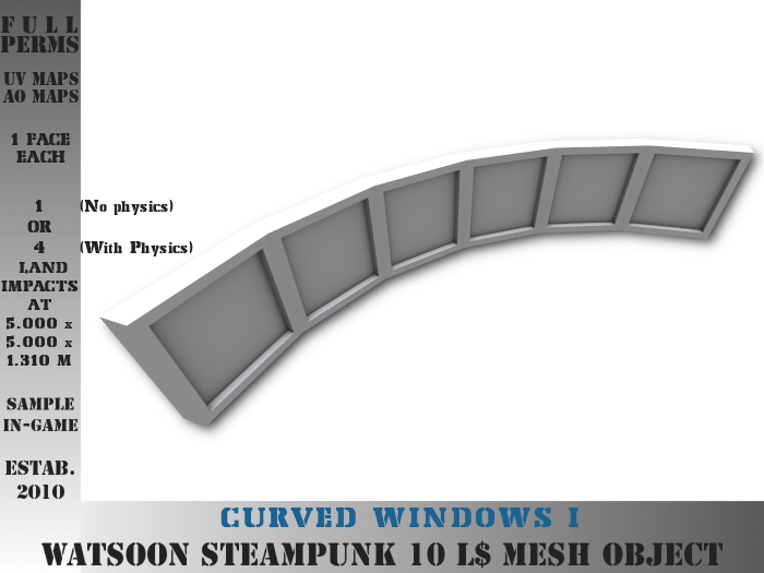 Curved windows - 1 or 4 LI - 2 FULL PERM Meshes