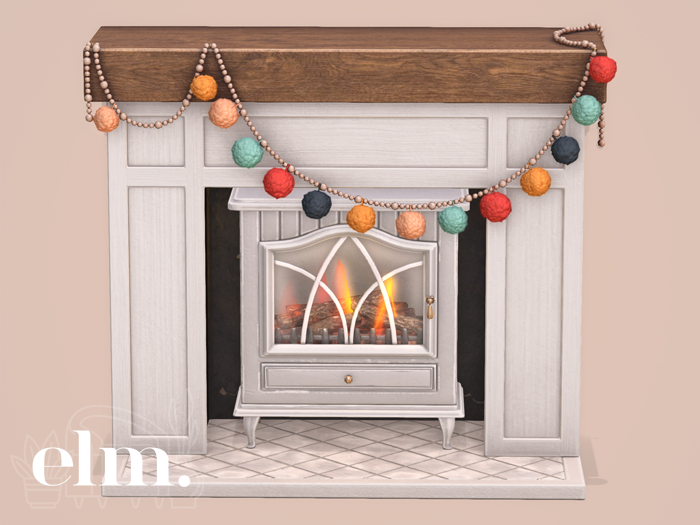 Elm. Clara Fireplace [White]