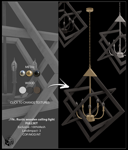 .:YN:. Rustic wooden ceiling light Fullset