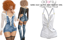 adorsy - Caddy Denim Overall White - Maitreya/Legacy-Nerido/Lara Petite/Kupra/Reborn-Juicy