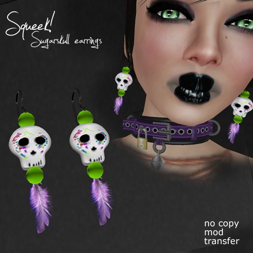::Squeek!::Sugarskull earrings