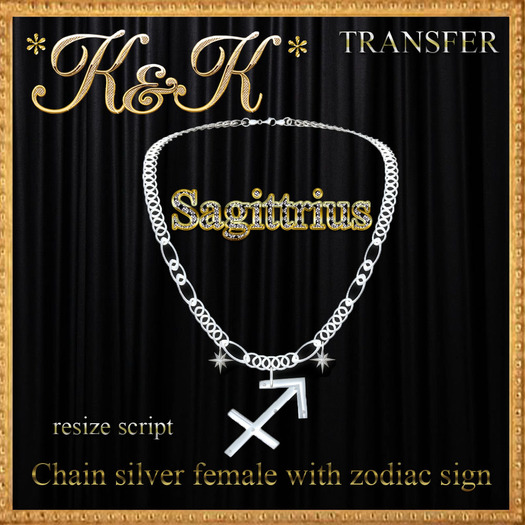 *K&K*Chain silver female with zodiac sign(Sagittrius)