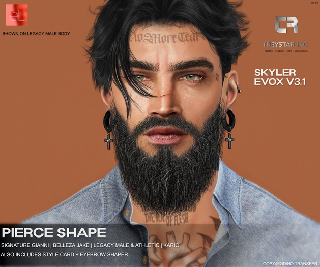 { Treystar Inc. } - Lelutka Skyler EvoX shape Pierce