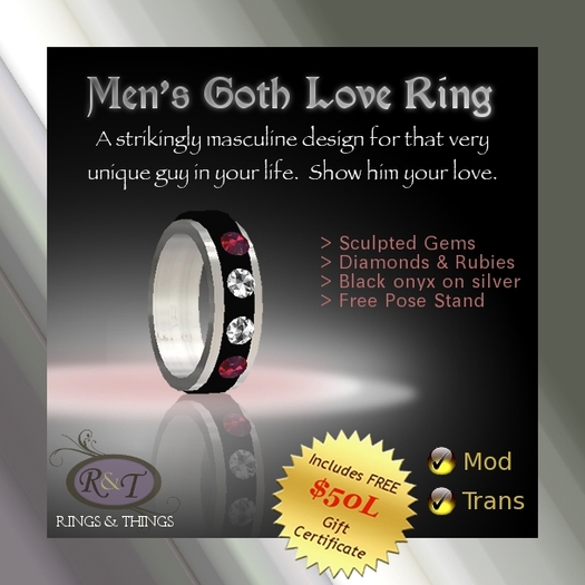 {R&T} Men's Goth Love Ring