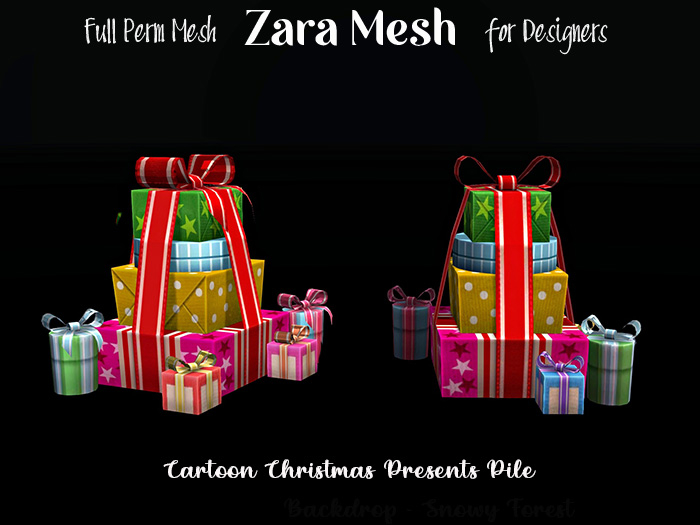 ZM - Cartoon Christmas Presents Pile - FULL PERM MESH