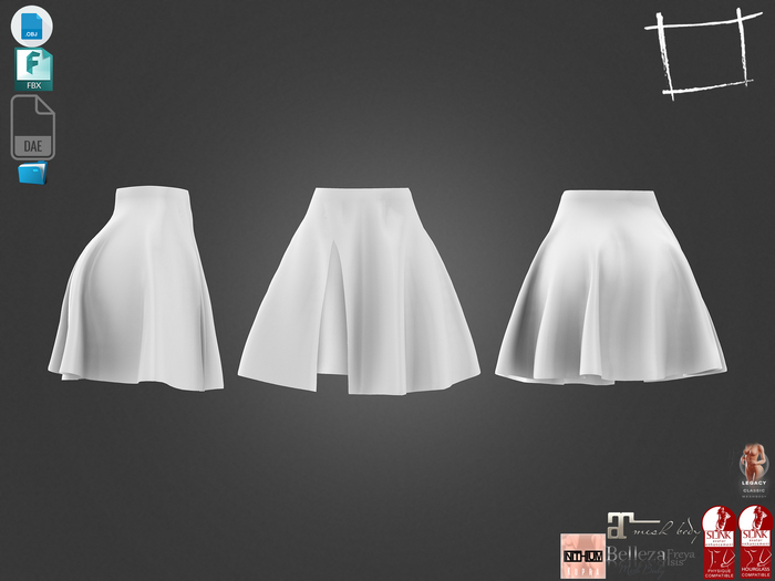 Dae Obj FBX For Front Slit Mini Female Skirt Maitreya Slink Physique Hourglass Belleza Isis Freya Legacy