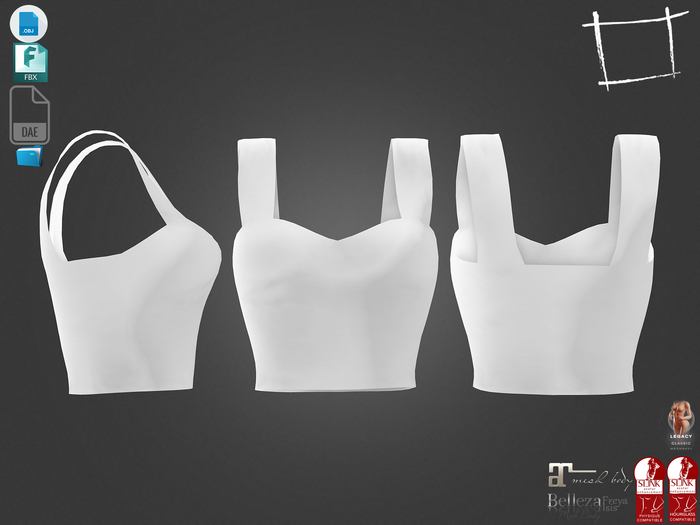 Dae Obj FBX For Female Thick Shoulder Straps Top Maitreya Slink Physique Hourglass Belleza Isis Freya Legacy Reborn