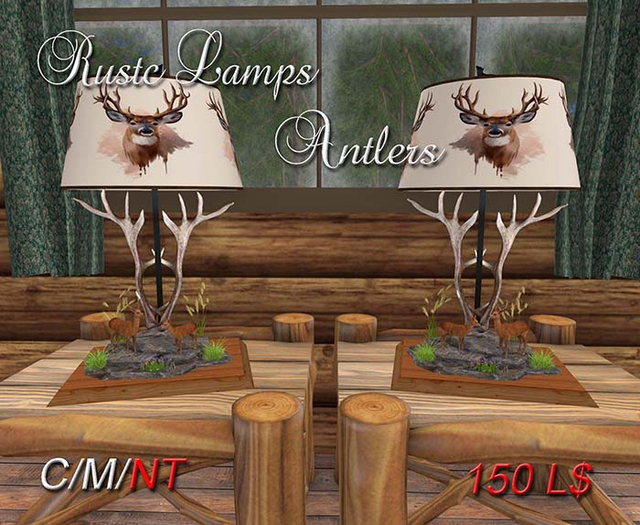 Rustic Table Lamp-Antlers