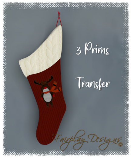 ~Reindeer Red Knitted Christmas Stocking