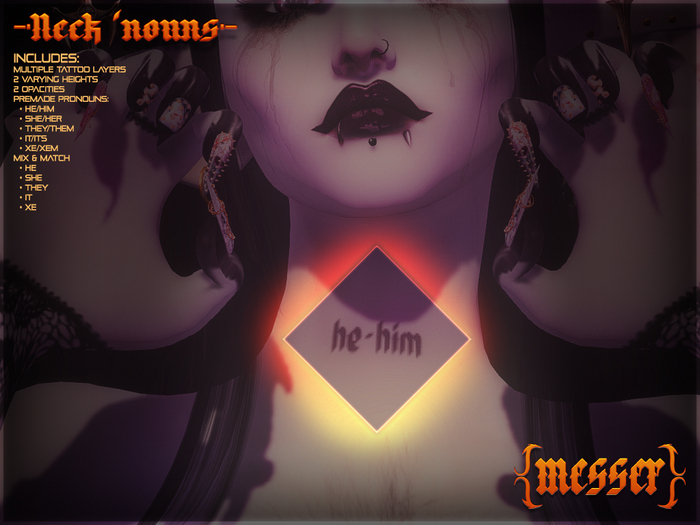 M! Neck 'Nouns (Tintable) | Mix and Match Pronoun Tattoos BOM