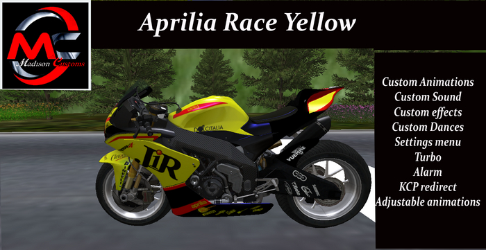  Motorcycle Aprilia Race Yellow Box