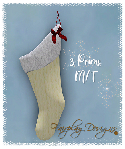 White Fur Cuffed Christmas Stocking