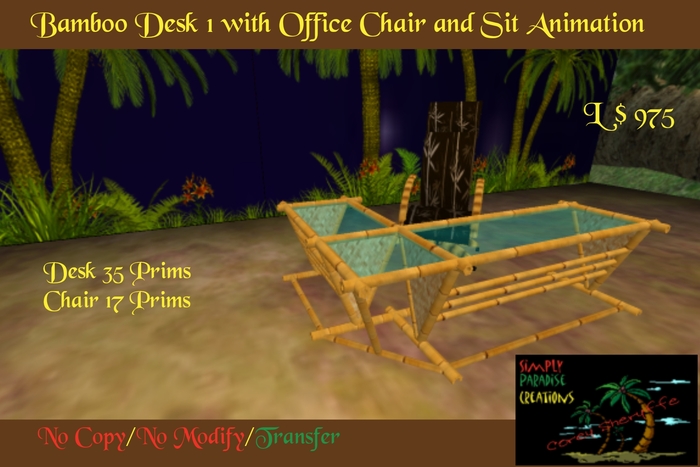 Bamboo Desk 1 with Office Chair brown 