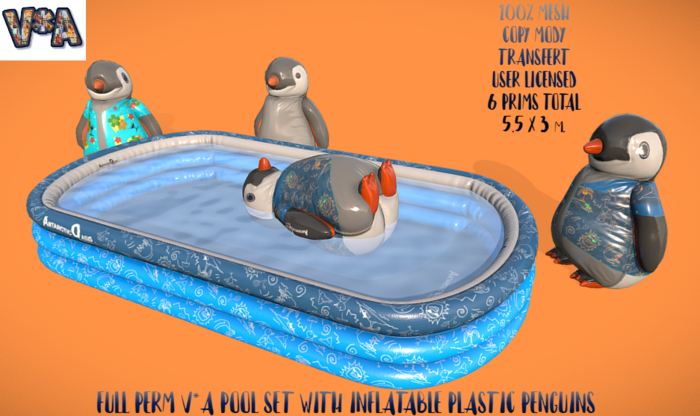 Penguin Inflatable Pool Second Life Marketplace - FULL PERM V*A POOL SET WITH INFLATABLE ...