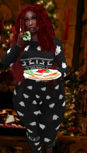 COZY CHRISTMAS PJ'S  BLACK