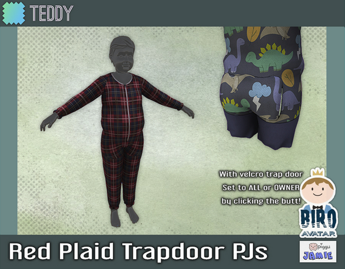[TT] Jamie & Biro - Red Plaid Trapdoor PJs